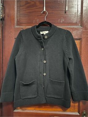 NWOT- LOFT Black Button-Front Knit Cardigan